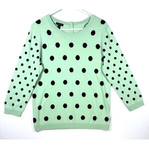 Talbots Polka Dot Grannycore Cottagecore Sweater Sz M Preppy Twee Mint Green NWT